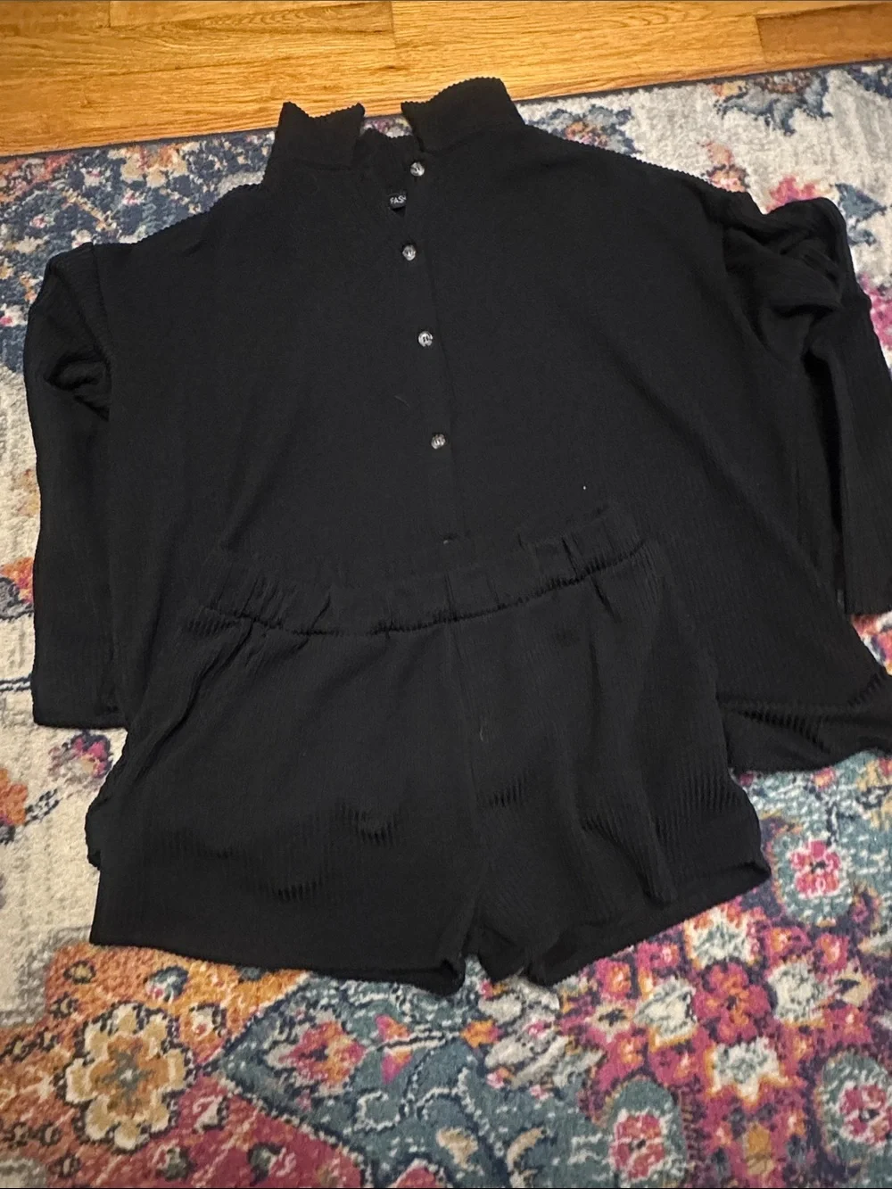 Black Women's Knit Lounge Shorts and Top Set